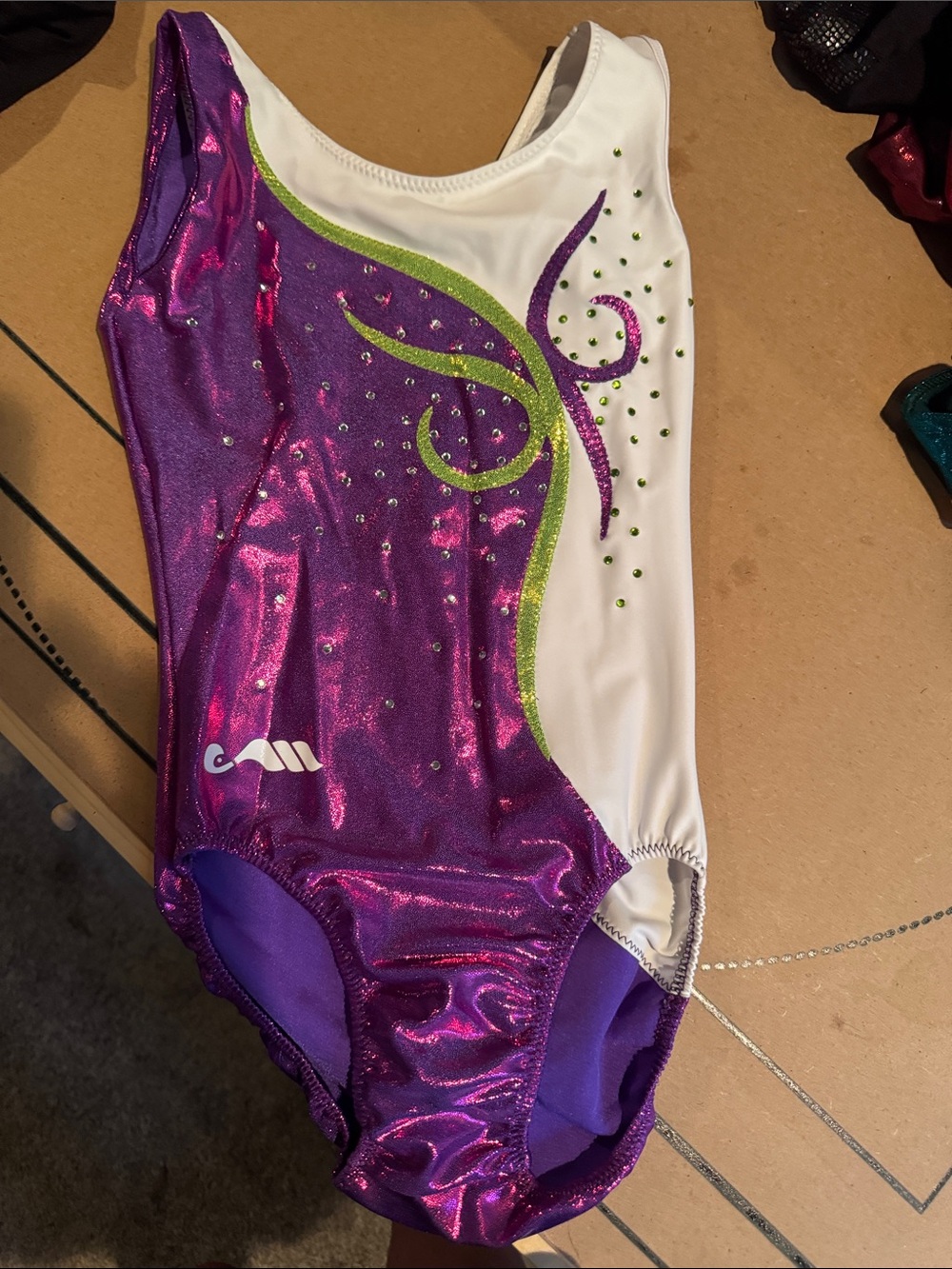 Purple & White Girls' Sparkle One-Piece Leotard - Brand